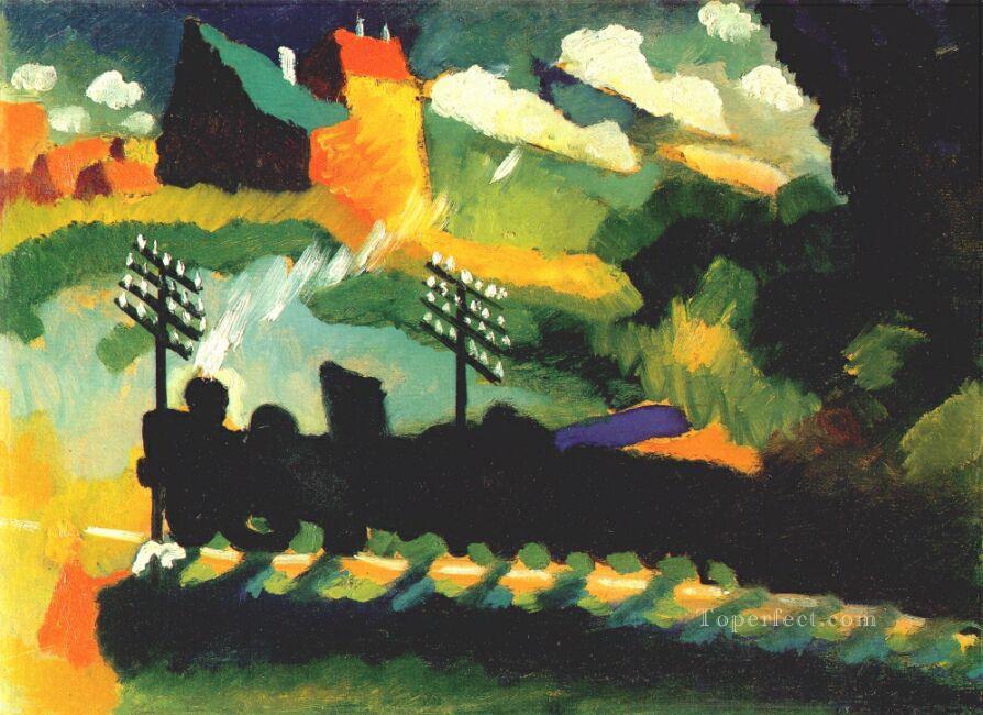 Murnau view with railway and castle Wassily Kandinsky Oil Paintings